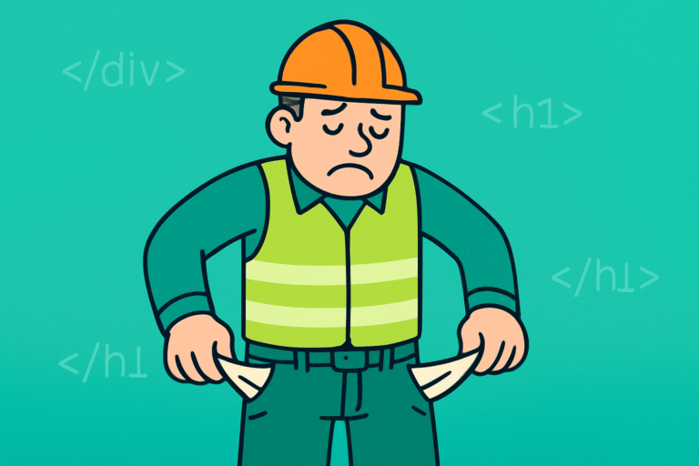 Construction manager with empty pockets from website costs. Green Ape Media do it better.